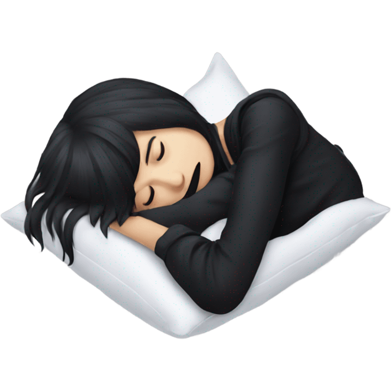 Goth girl sleeping in pillow emoji