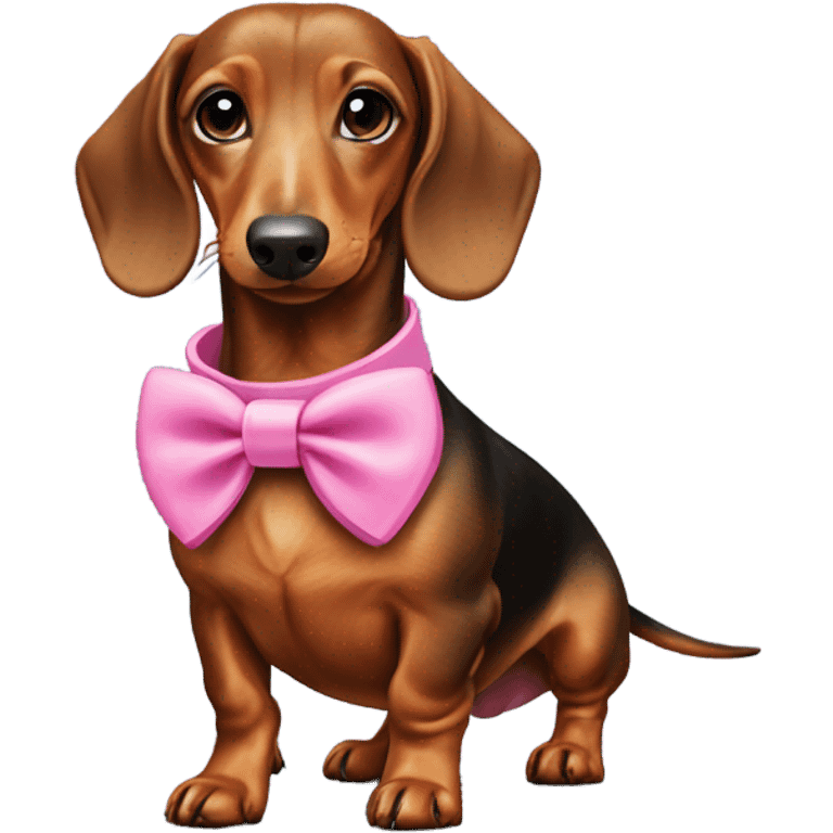 Doxy dachshund adorable with pink accessories  emoji