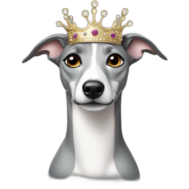 grey and white whippet with a princess crown emoji emoji