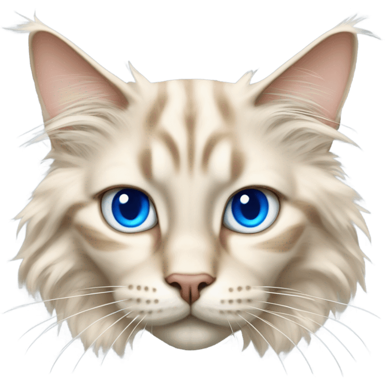 cream colored maine coon cat with blue eyes emoji