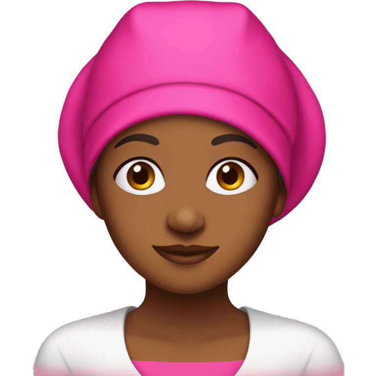 brown girl with a hot pink bonnet emoji