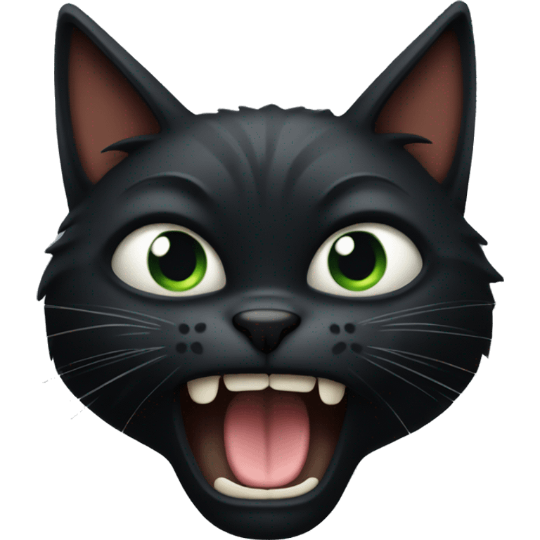 Angry black cat with long face whose name is Larry emoji