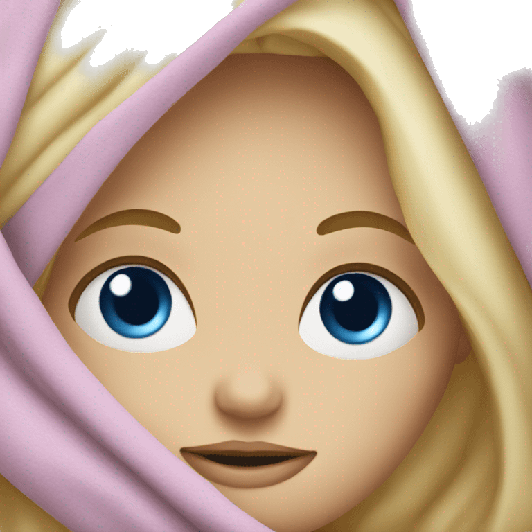 blonde girl blue eyes in blanket emoji