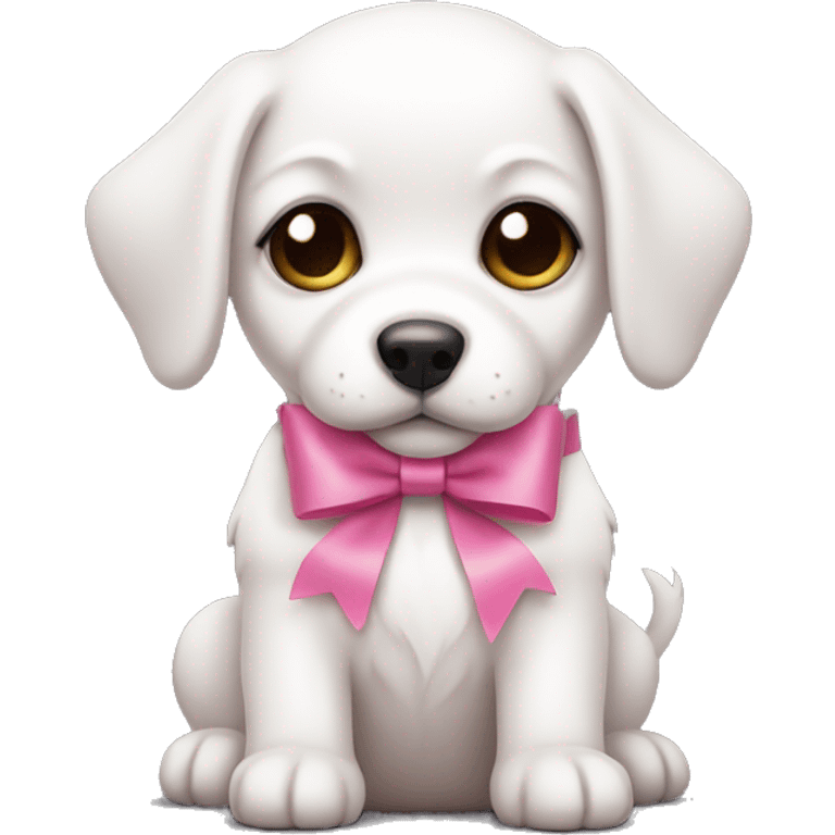 White puppy with pink bows emoji