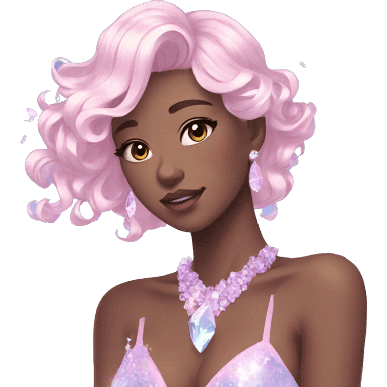 Gorgeous Beautiful Anime-Pastel-Lady with crystals aesthetic emoji