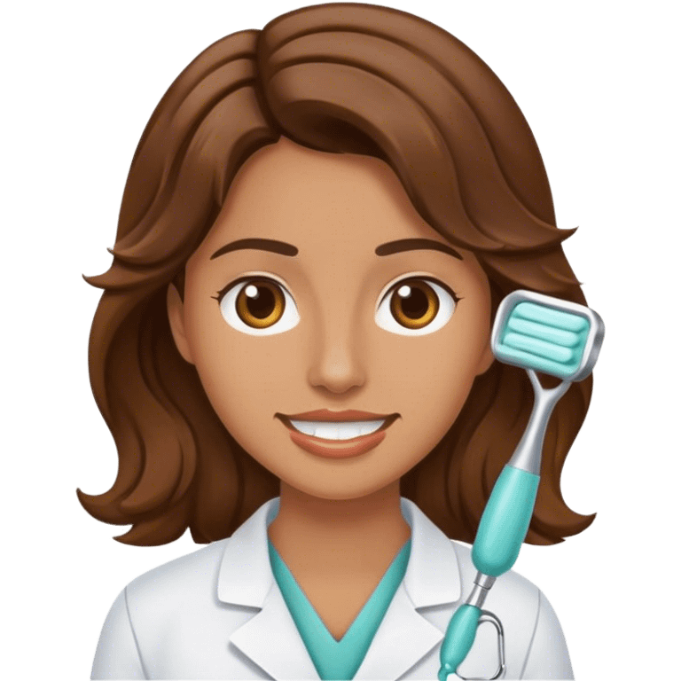 Dentist with brown wavy hair  emoji