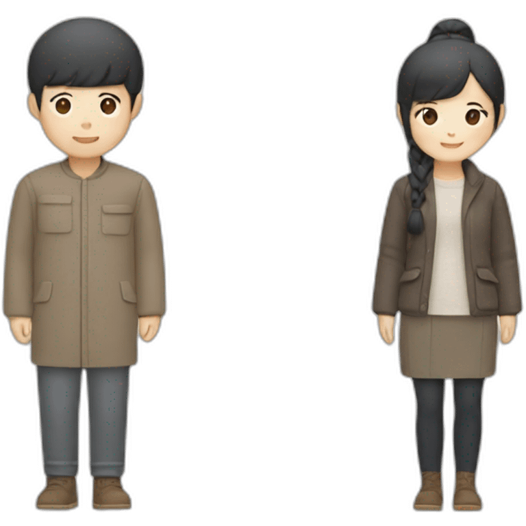 Chinese couple in Muji outfit emoji