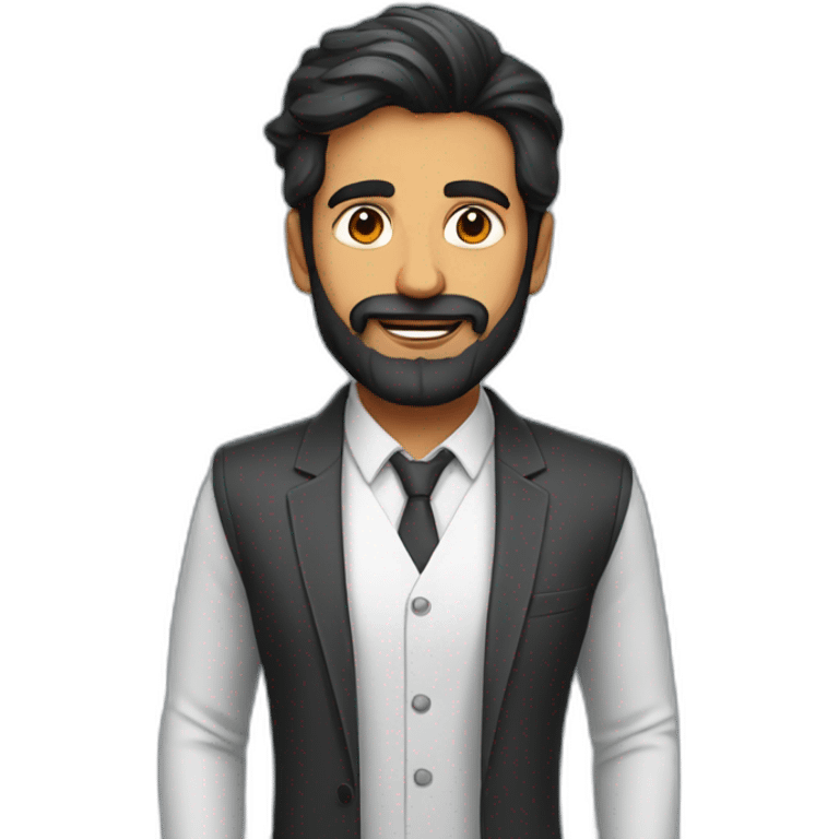 Indian man dark hair and beard CEO of cool tech startup emoji