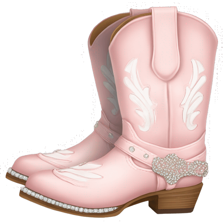 Light pink and white lined cowgirl boots with rhinestones  emoji