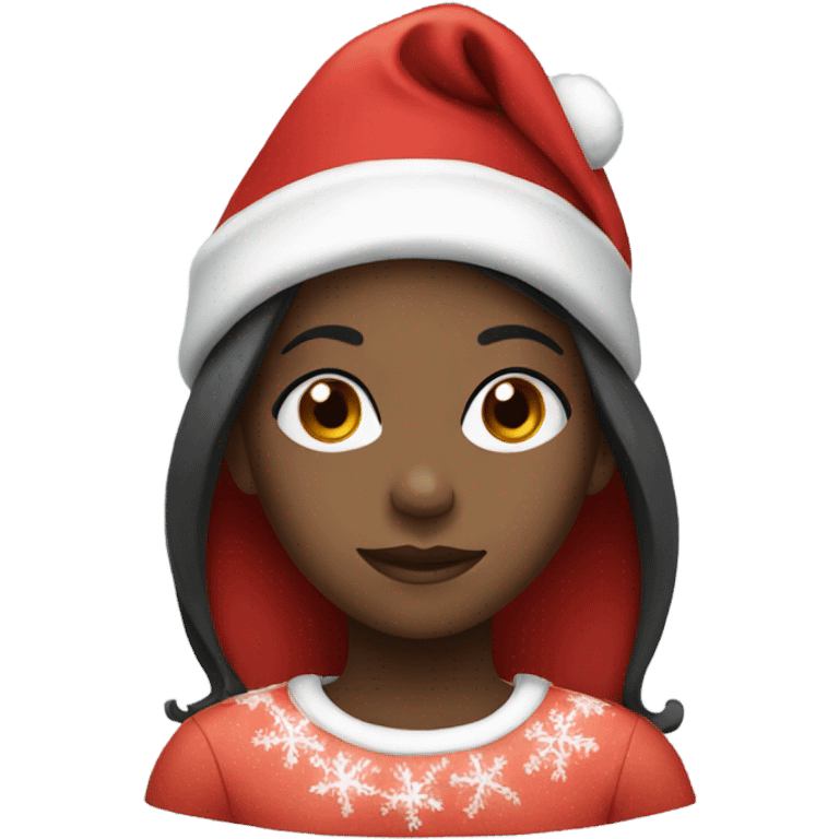 black girl wear a christmas hat emoji