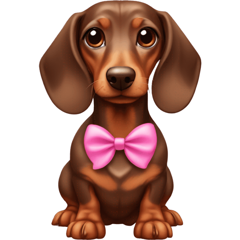 Brown dachshund with pink bows  emoji