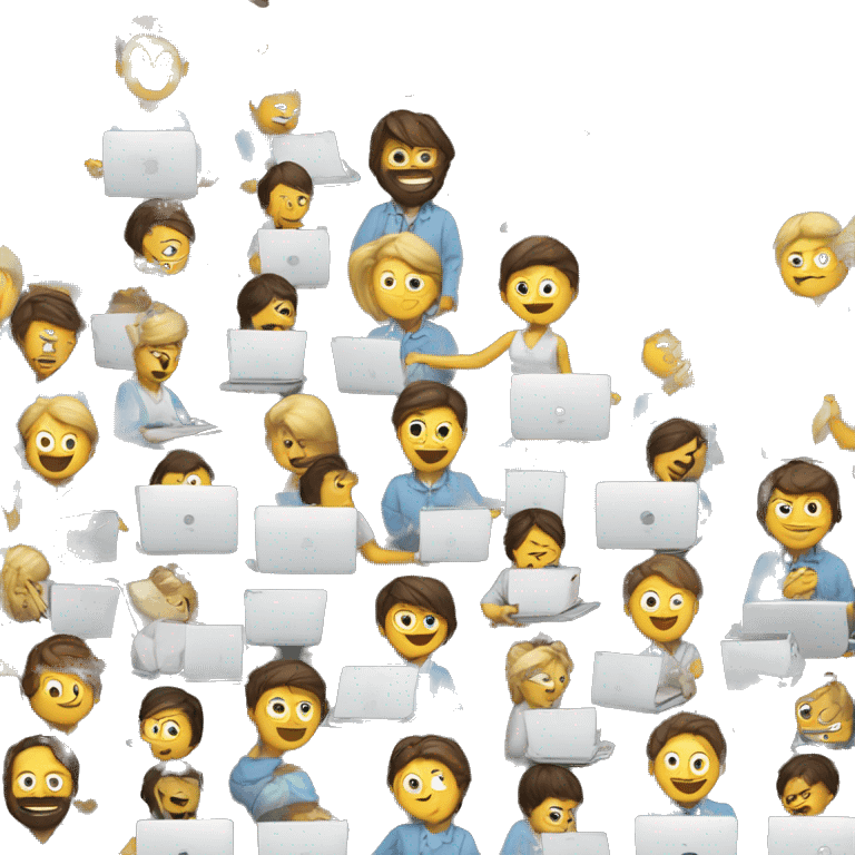 Teamwork with laptops  emoji