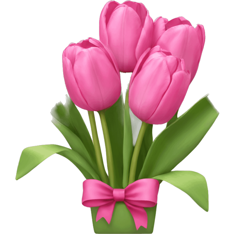 Pink tulips with a bow emoji