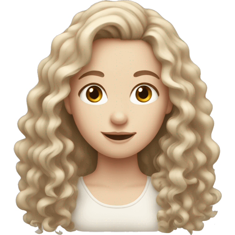 Girl with pale skin and long brown curly hair  emoji