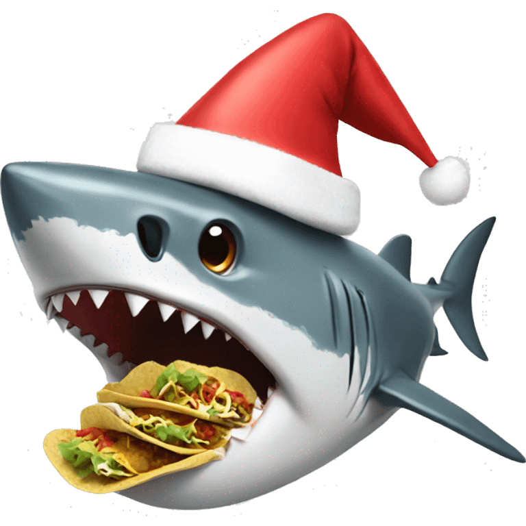 Shark dressed like Santa eating tacos emoji