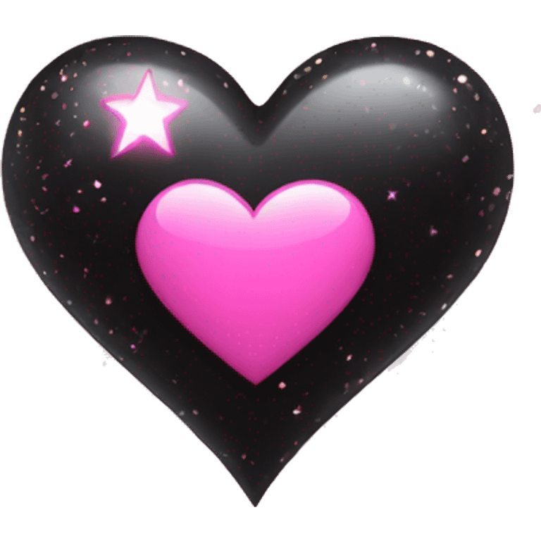 black heart with sparkles around it like the apple ios pink heart emoji