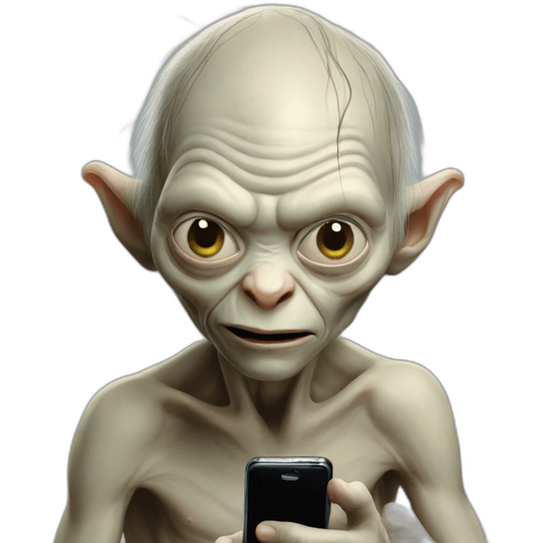 gollum with a smartphone emoji