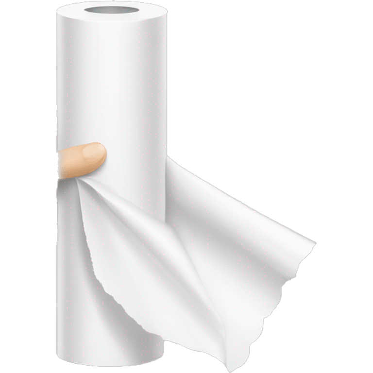 Drawing: a man's hand pulls a white paper napkin out of a round small hole of a polyethylene dispenser in the form of a cylinder emoji