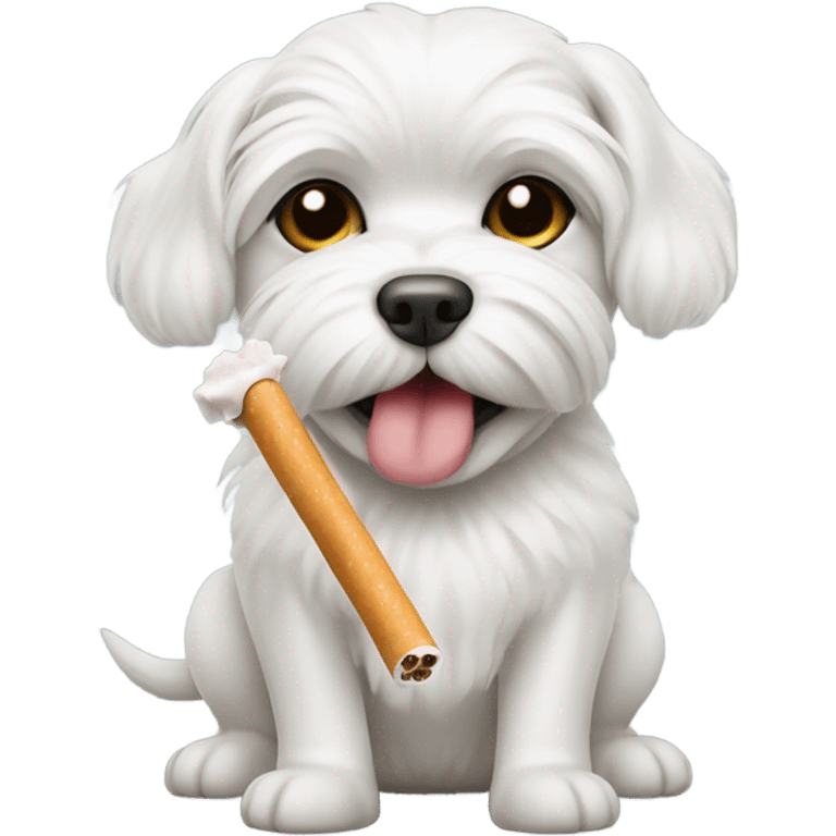 Maltese dog with joint in mouth emoji