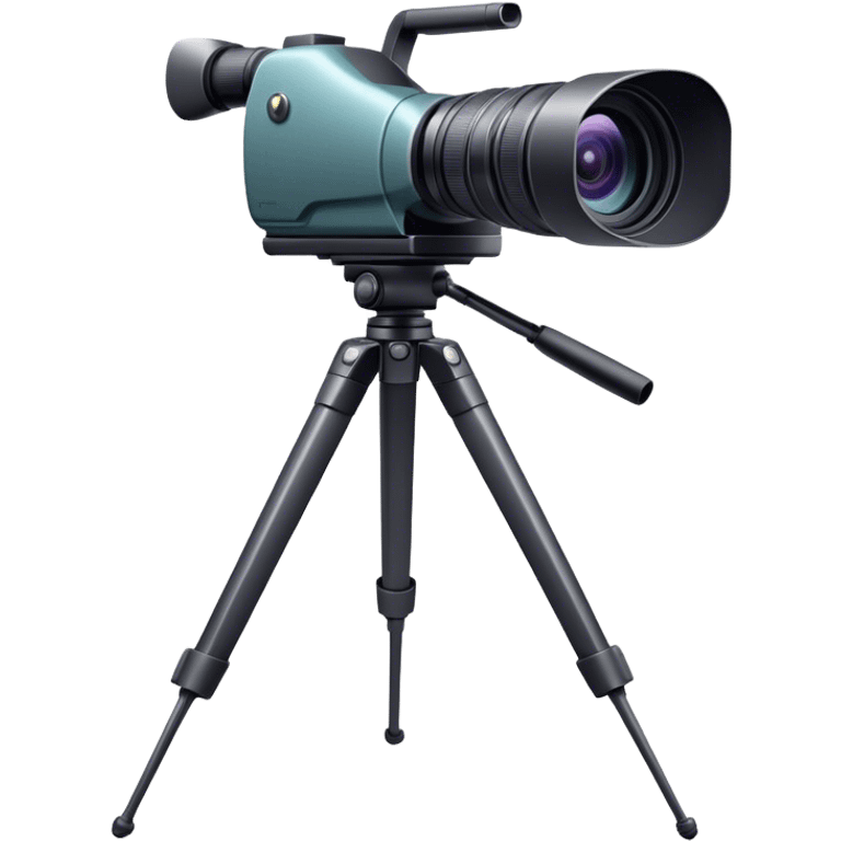 Create an emoji for video recording. Show a  single lens video camera on tripod, symbolizing the act of filming. Use modern, professional colors. Do not include any emojis or smiley faces. Make the background transparent. emoji