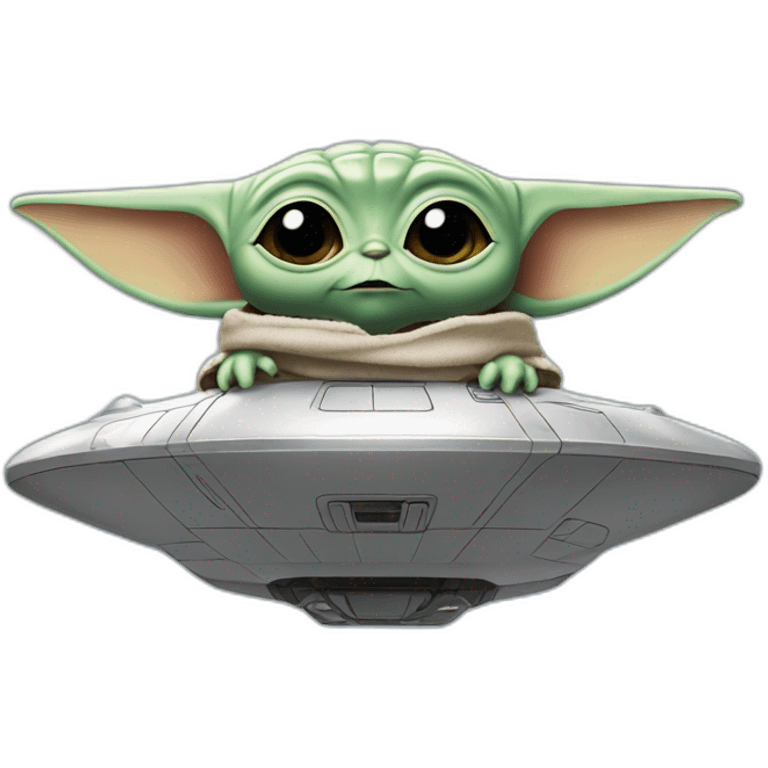 BABY YODA FLYING IN A SPACESHIP emoji