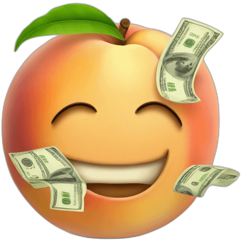 peach fruit with lot of money emoji