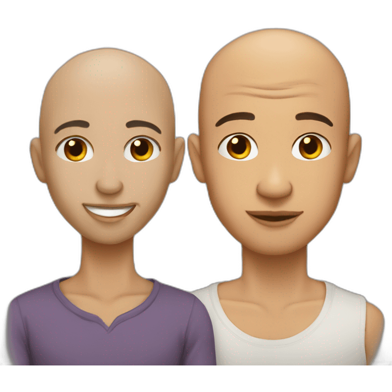 A mixed race man Without hair kissing a brunette emoji