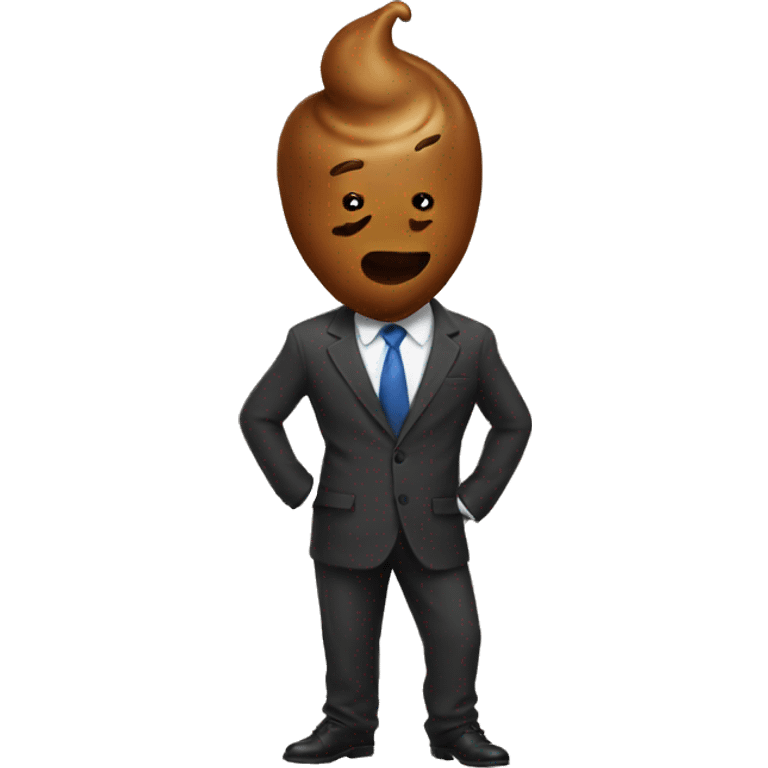 Poop wearing a suit emoji