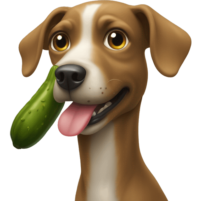 Dog sniffing pickle emoji