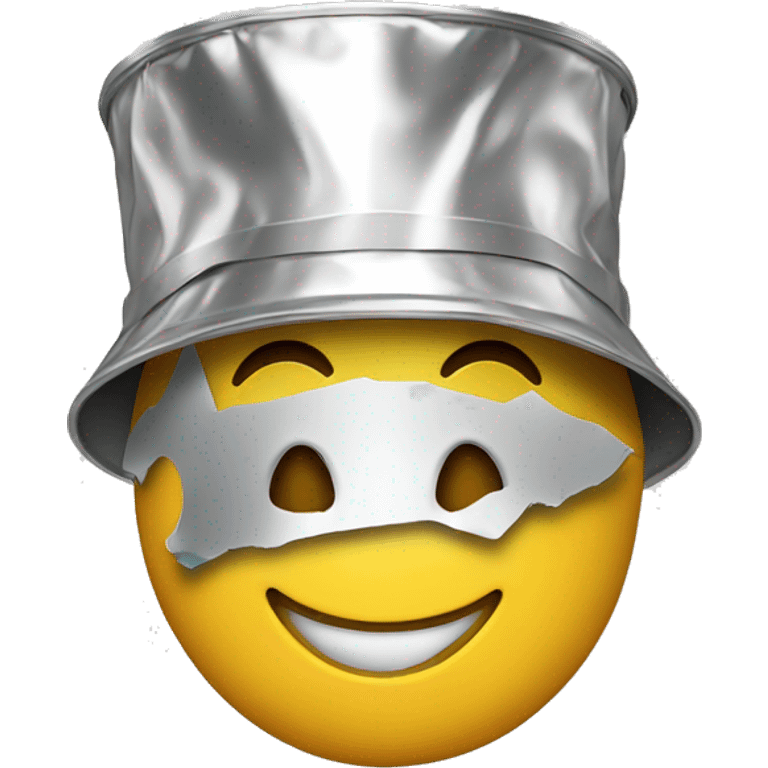 smiling emoji wearing a conspiracy tin foil hat emoji