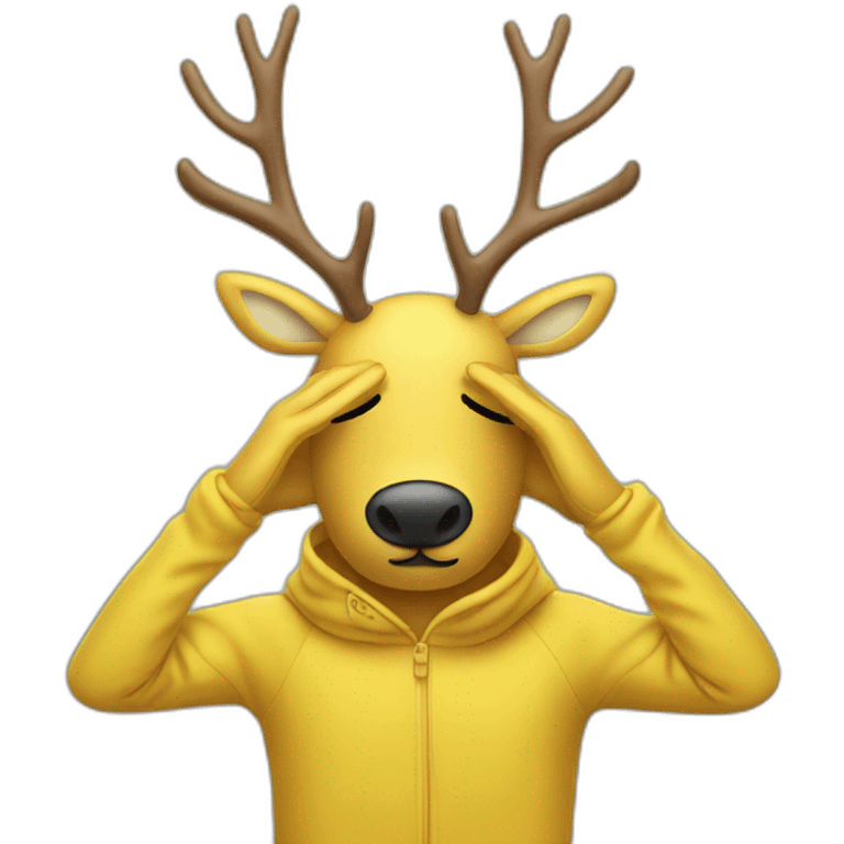 yellow reindeer cover his eyes with his hands emoji