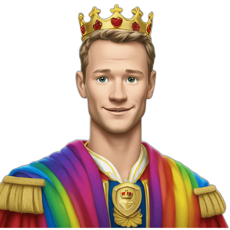 Jonathan Toews as a rainbow king with a royal robe on emoji