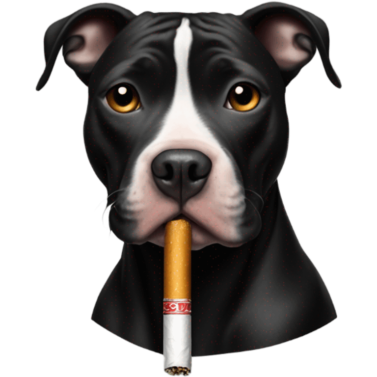 Small black pit bull smoking a cigarette unamused emoji