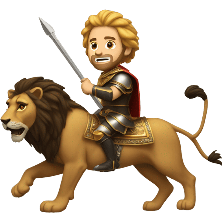 Ross riding a lion about to joust with Zack emoji