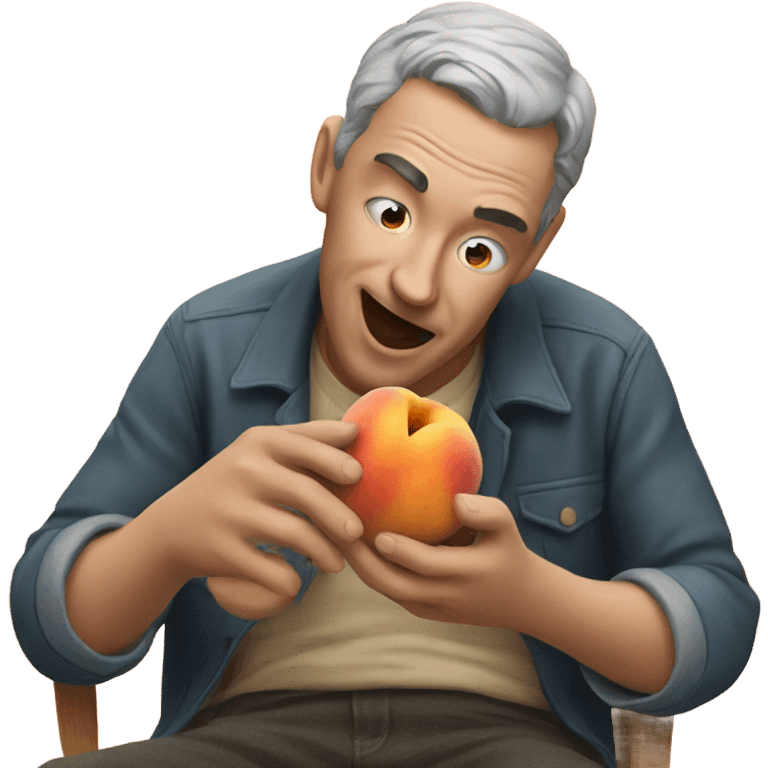 Man eating a peach  emoji