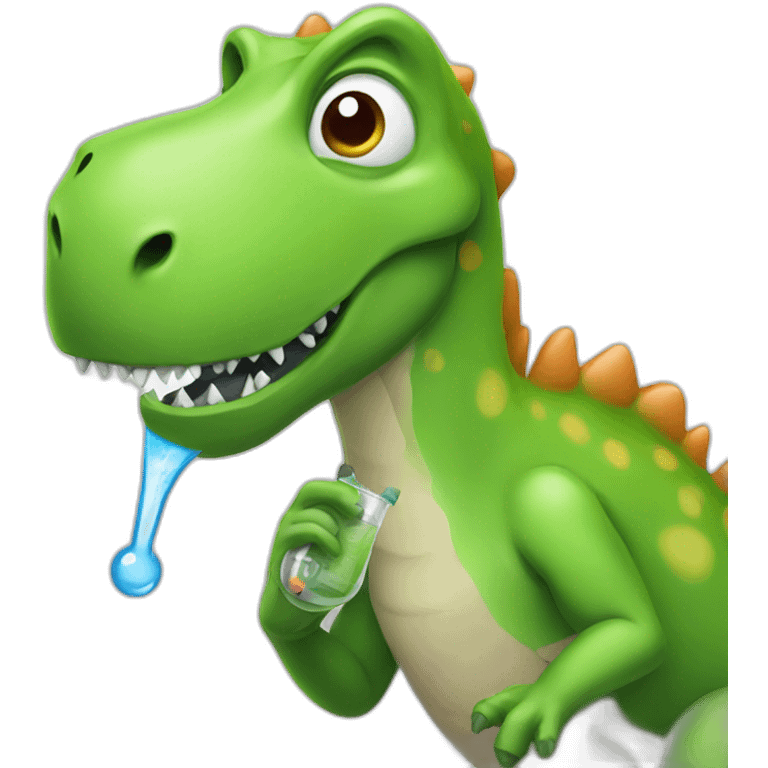 sick dinosaur taking his temperature emoji