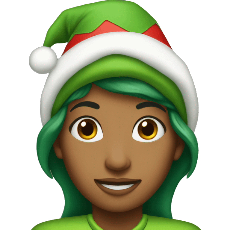 My sister Elaine wearing a elf hat emoji