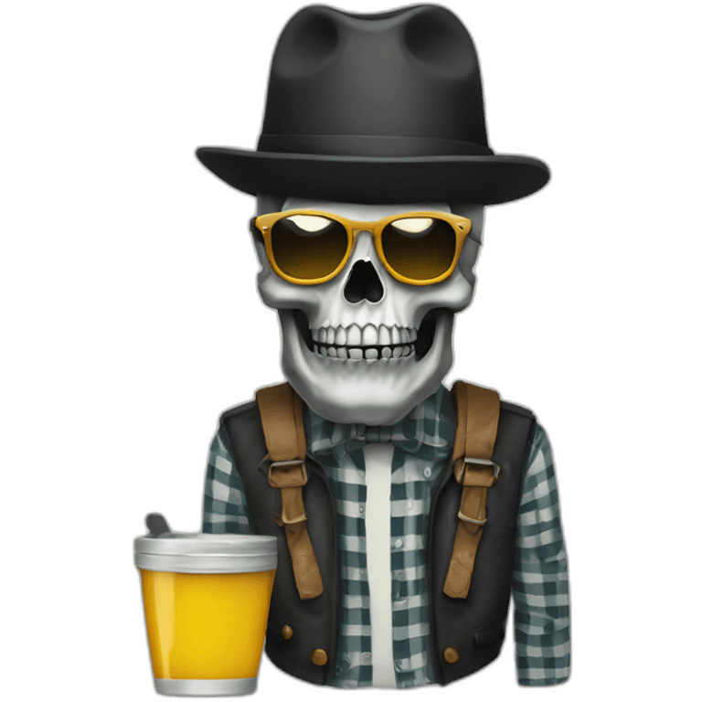 hipster totenkopf mit trommel emoji