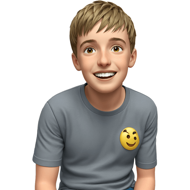 smiling boy in shirt indoors emoji