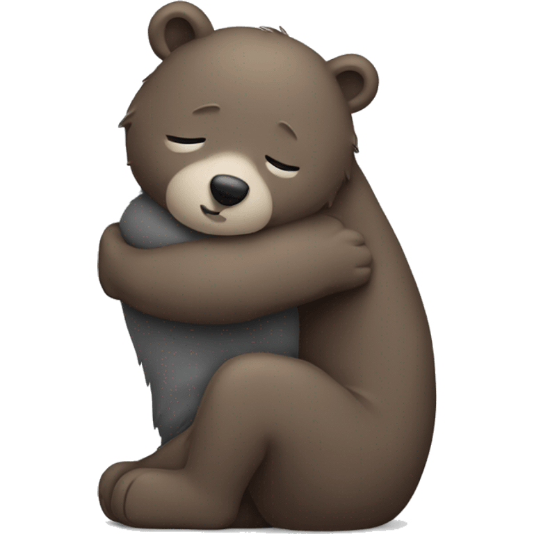 brown bear hugs gray cat emoji