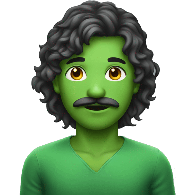 boy green skin with moustache and long hair emoji