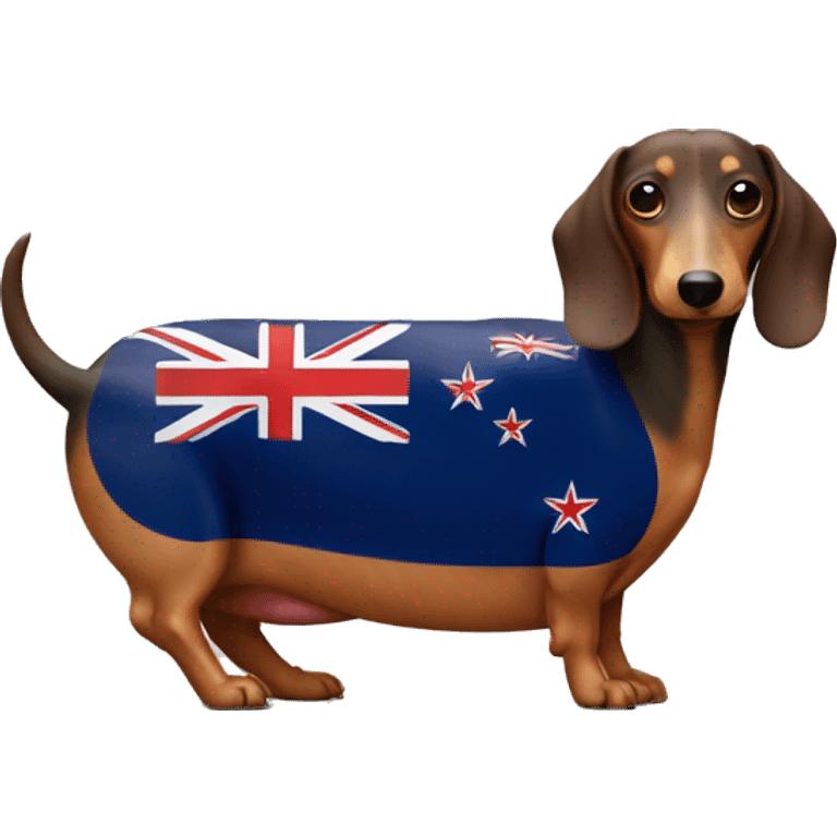 Sausage dog with a New Zealand flag emoji