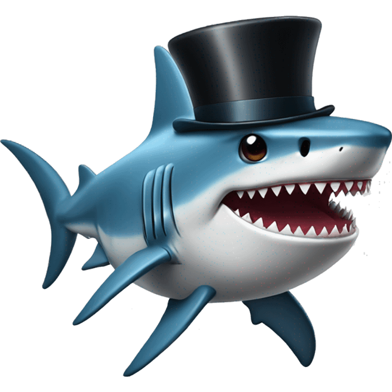 Shark with a top hat emoji