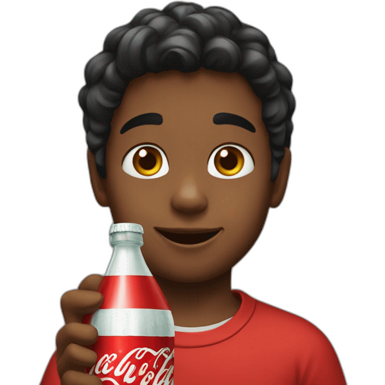 Boy drinks Coca-Cola emoji