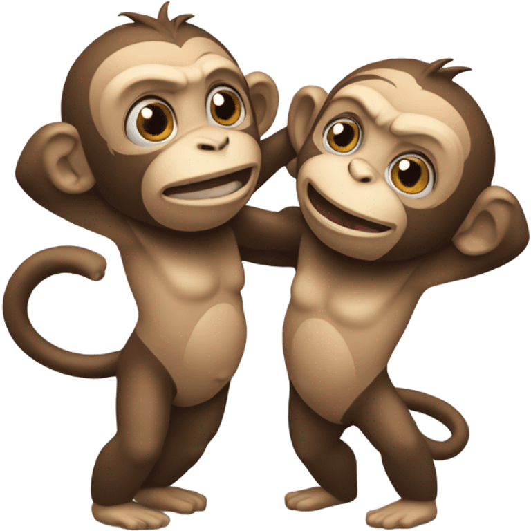 Two jiujitsu monkeys one doing rear naked choke on the other emoji