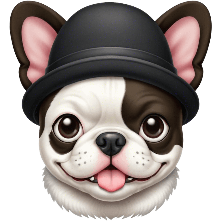 Boston terrier dog wearing a hat emoji