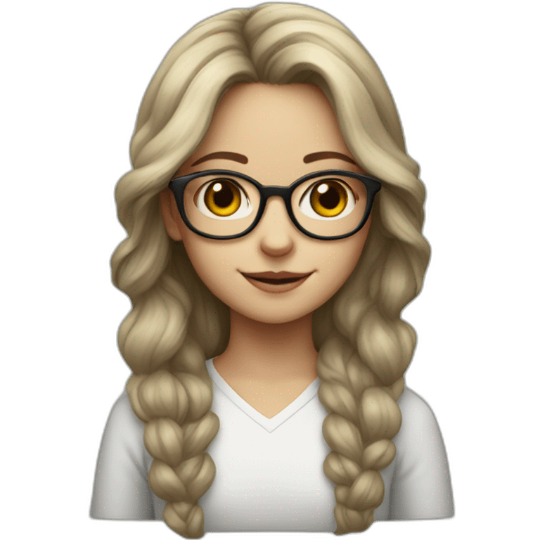 white young girl with glasses and horns emoji