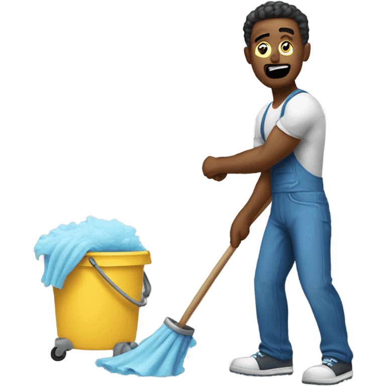 Jacked man cleaning frantically emoji