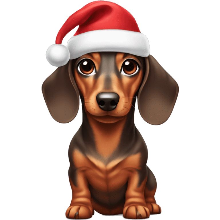 Dachshund with a Christmas hat  emoji