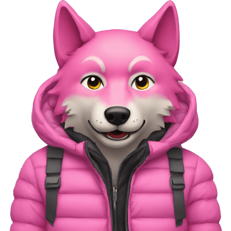 pink wolf man, puffer jacket emoji